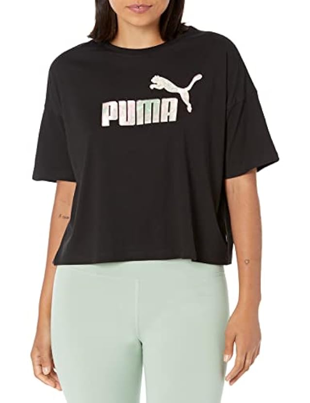 PUMA Women´s Essentials Cropped Logo Tee, Black, S