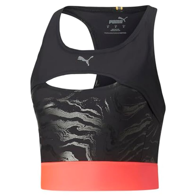 Puma - Womens Run Ultraform AOP Crop W Tank Top, Color Puma Black/Sunset Glow, Size: X-Large 977264378