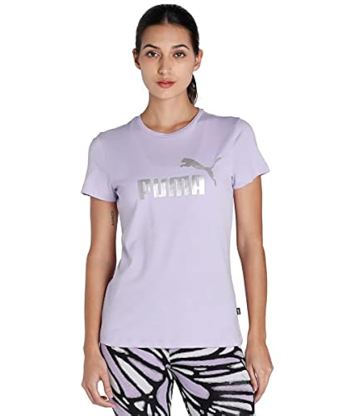 PUMA T-Shirt Essentials+ Metallic Logo Donna S Vivid Violet Purple 887825372